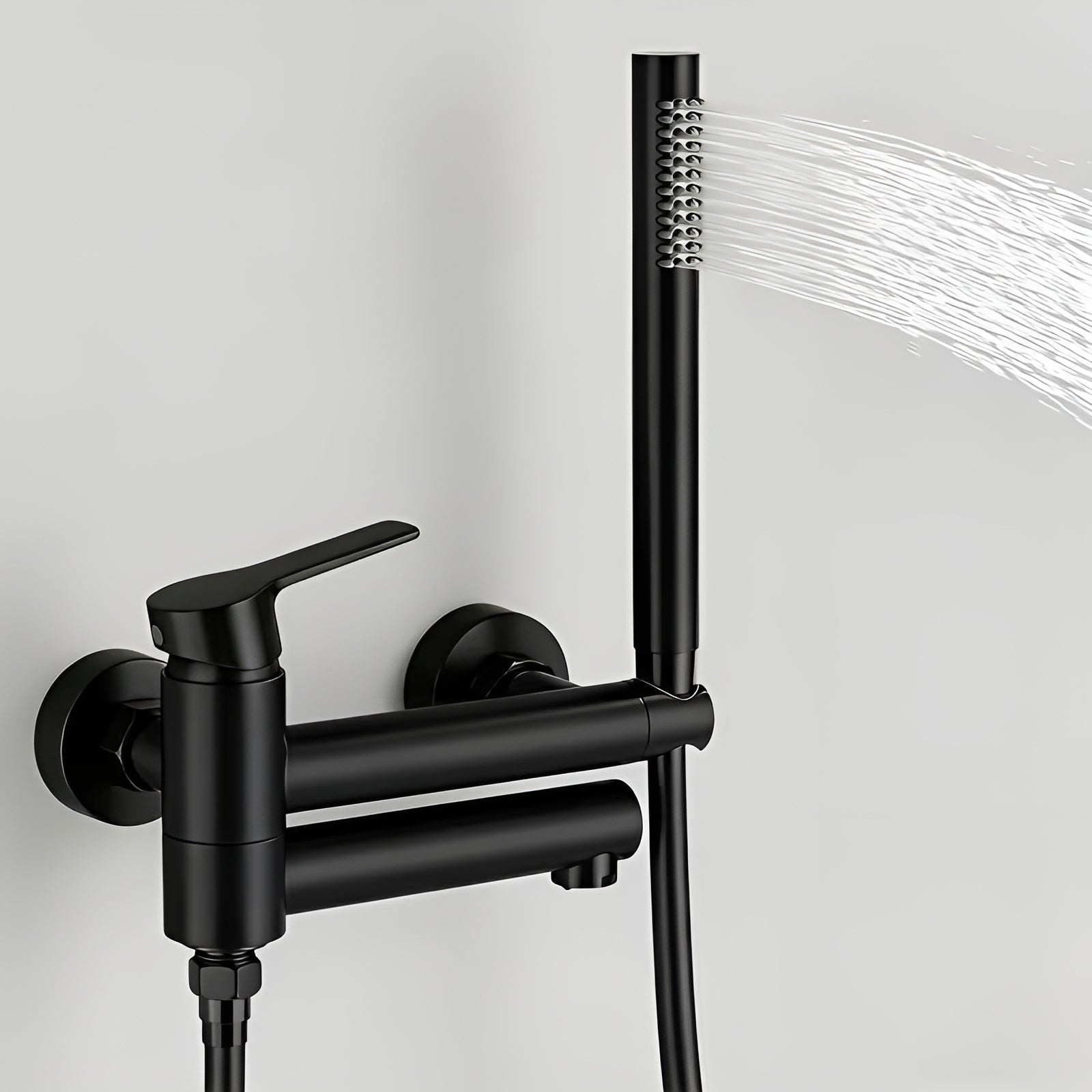 Wasserfall-Badewannenarmatur mit Handbrause – Modernes Duschsystem für Badewanne & Dusche - Mattschwarz - Wasserhahn