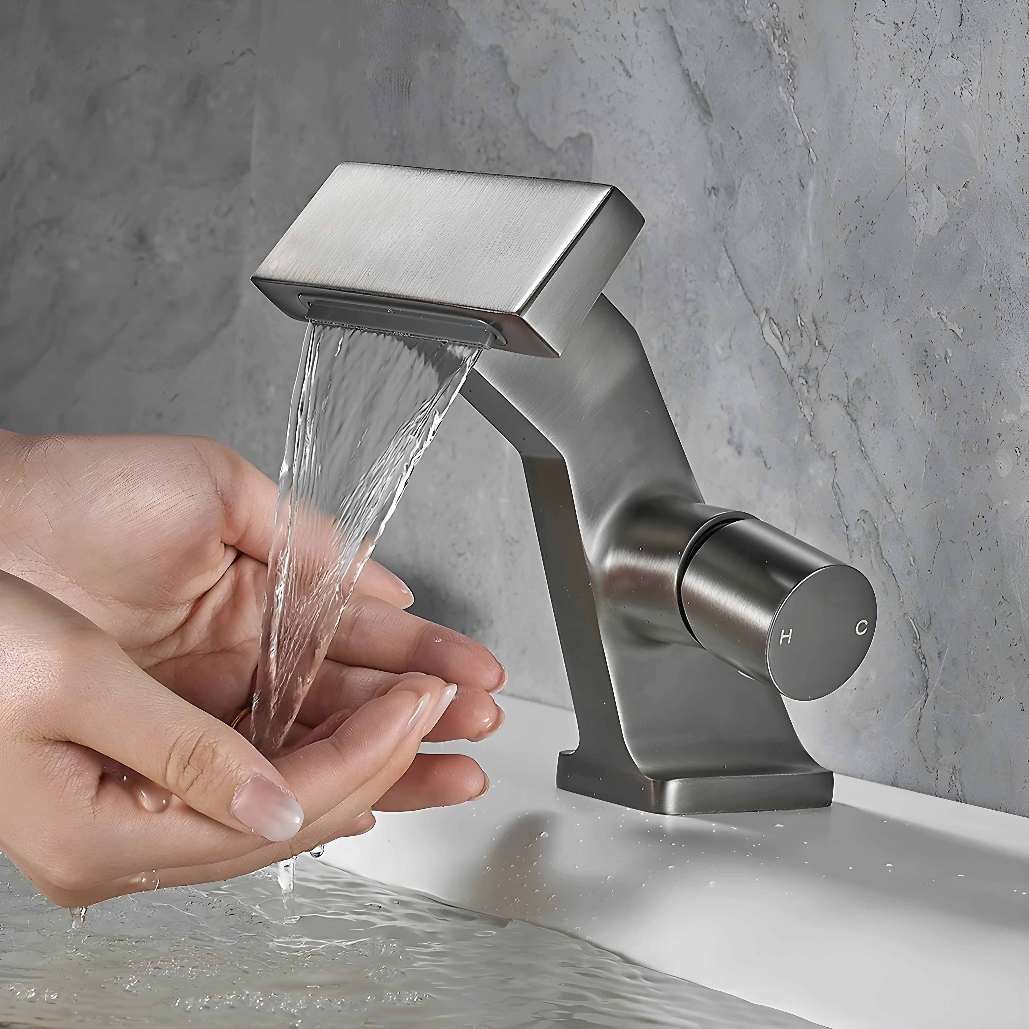 Wasserfall-Waschtischarmatur – Modern und Elegant | Einhebelmischer Für Waschbecken - Waschtischarmaturen