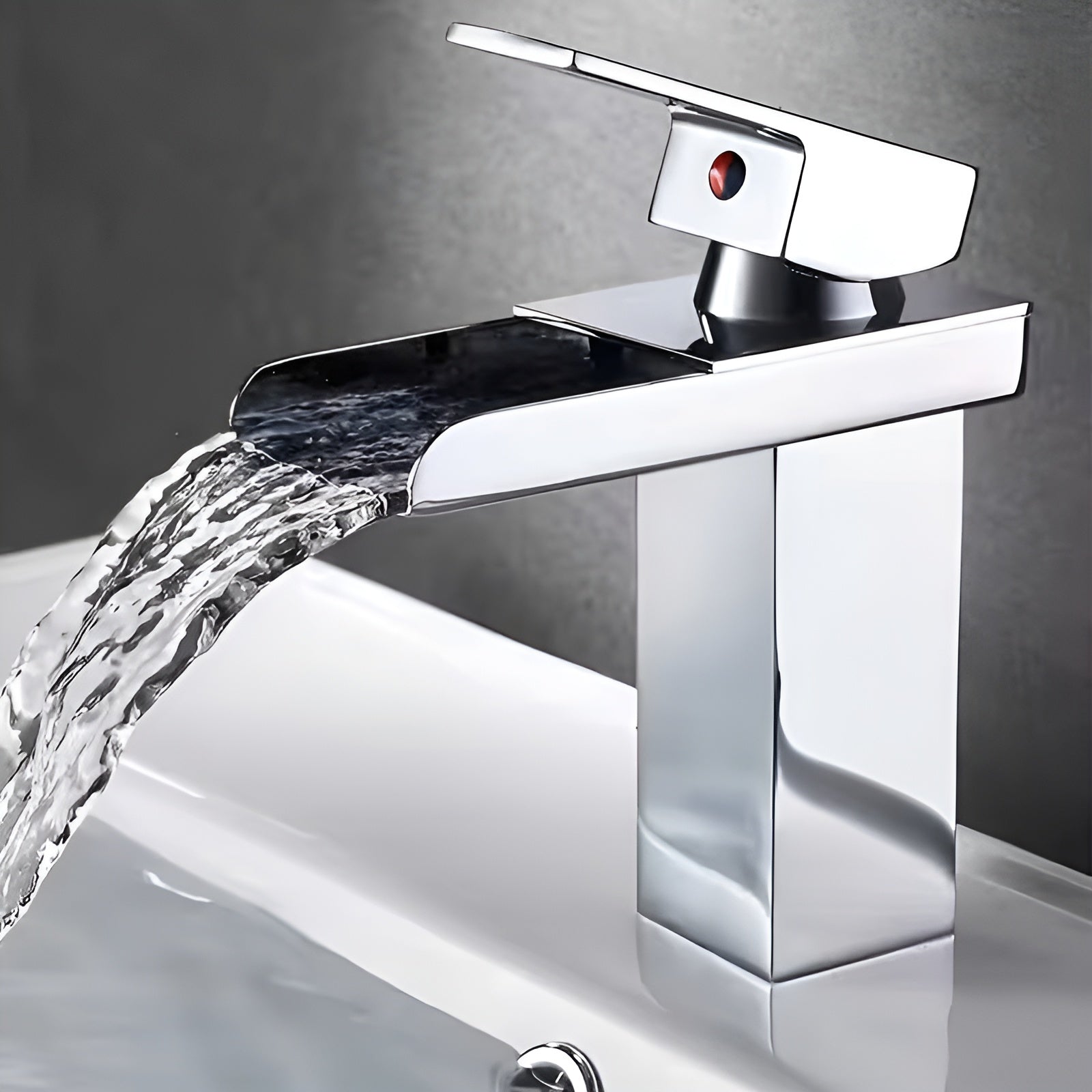 Wasserfall Wasserhahn fürs Waschbecken – Elegantes Design | Einhebelarmatur mit Warm- und Kaltwasser