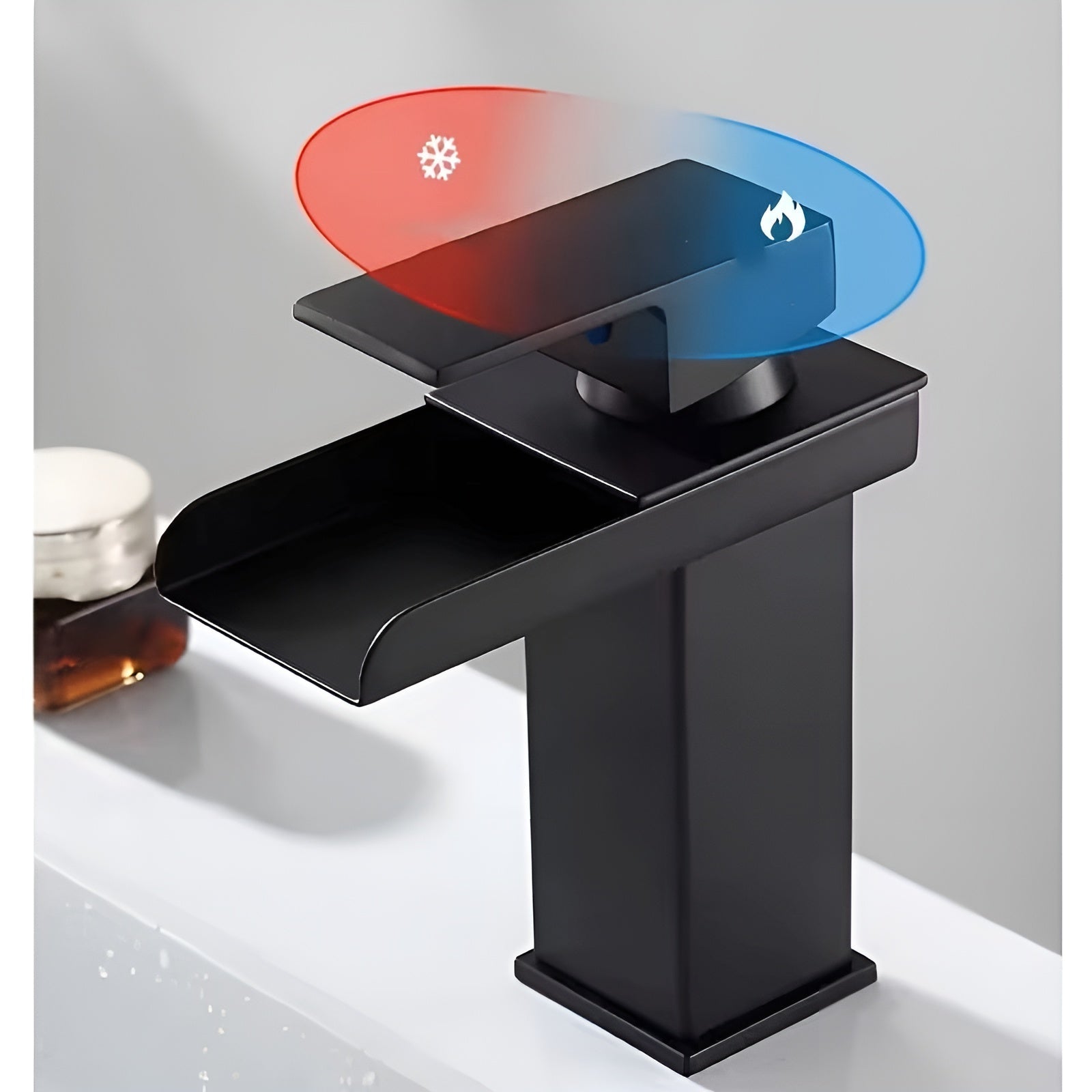 Wasserfall Wasserhahn fürs Waschbecken – Elegantes Design | Einhebelarmatur mit Warm- und Kaltwasser