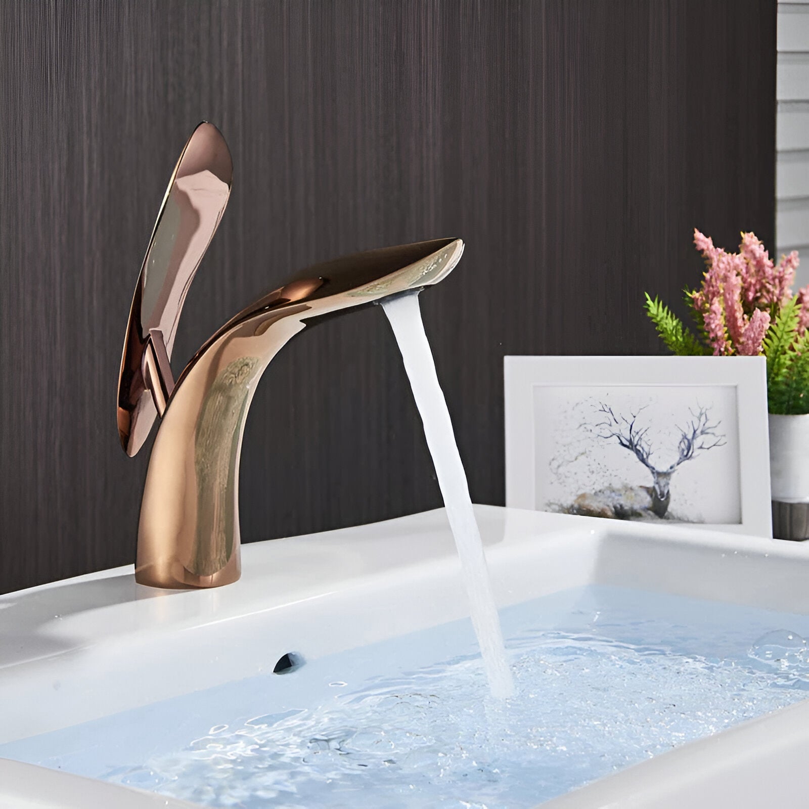 Wasserhahn fürs Bad – Modernes Design mit Wasserfallauslauf | Einlochmontage - Wasserhahnarmatur