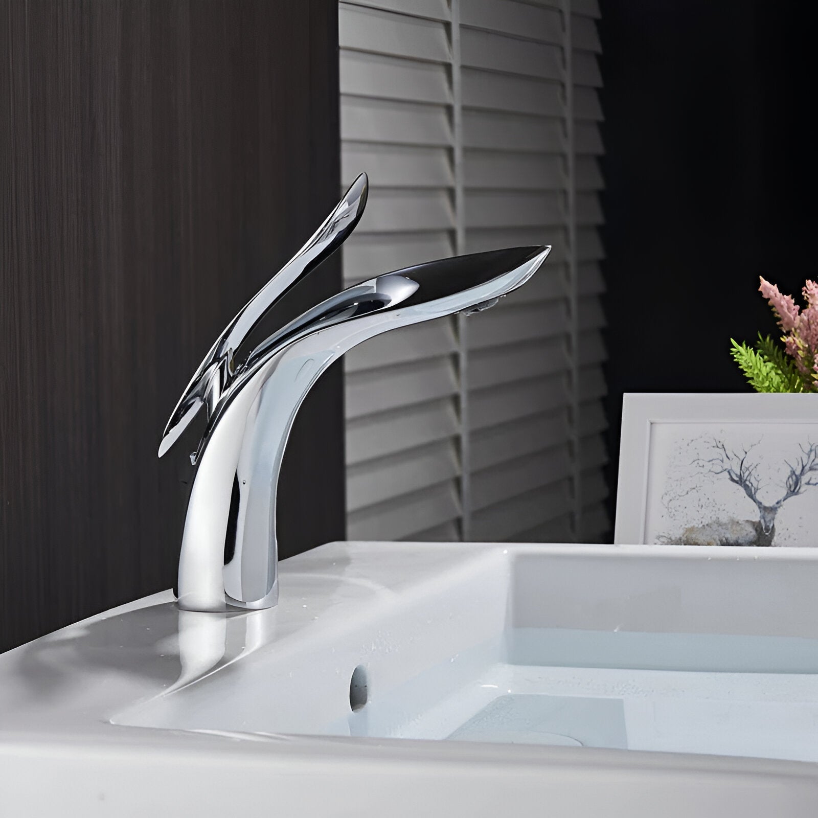 Wasserhahn fürs Bad – Modernes Design mit Wasserfallauslauf | Einlochmontage - Wasserhahnarmatur