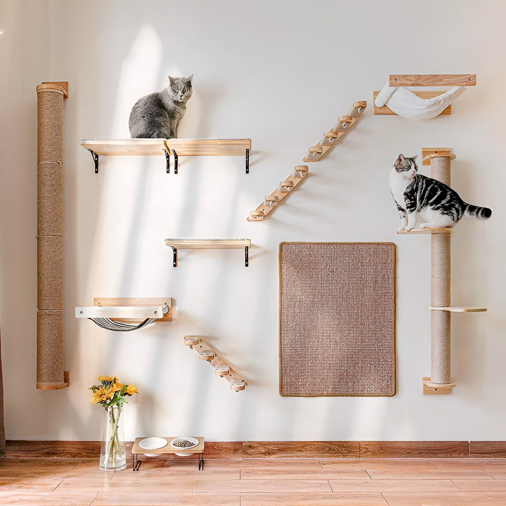 PurrMount Board - Wandmontiertes Katzen-Kletterbrett mit Kratzbaum - Elegare