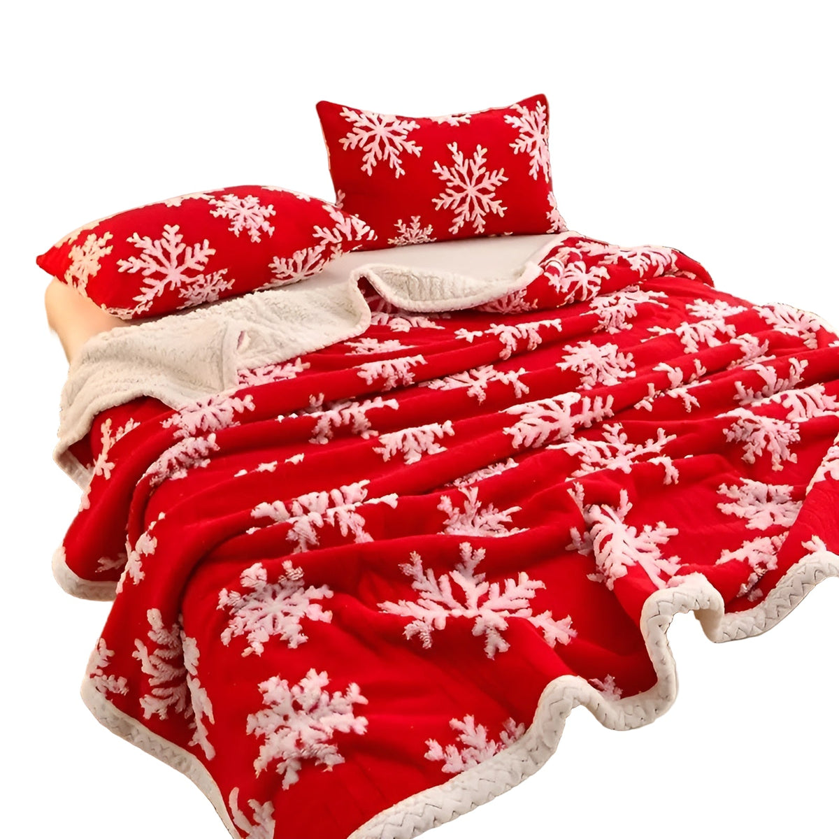 Weiche Fleece-Decke mit Schneeflockenmotiv – Kuschelig & Wärmend | Perfekt für Sofa und Bett - Decke