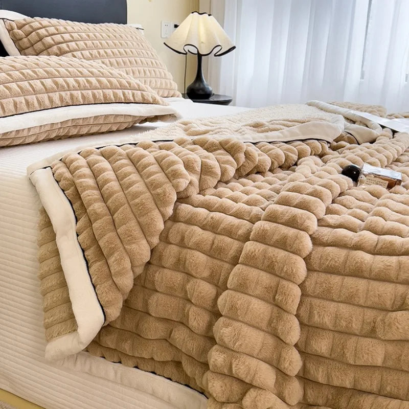Weiche Fleece-Kuscheldecke aus Baumwolle und Polyester – warmes Plaid - Decken und Plaids