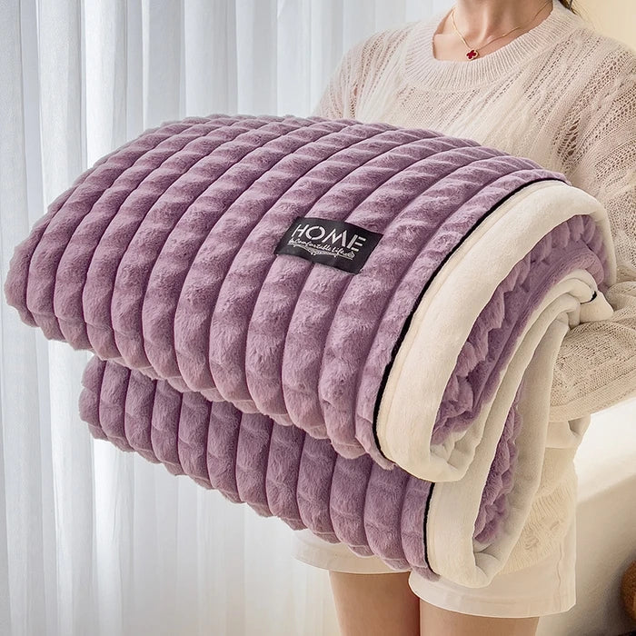 Weiche Fleece-Kuscheldecke aus Baumwolle und Polyester – warmes Plaid - Lila / 100 x 150 cm - Decken und Plaids