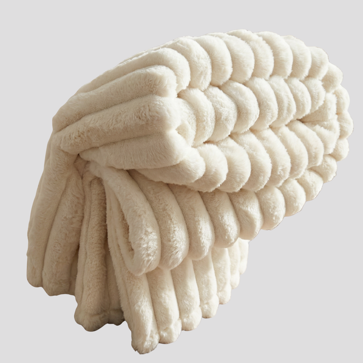 Weiche Fleece-Kuscheldecke aus Plüsch – Wohndecke für Sofa und Bett - Cremeweiß (Ivory) / 100x150 cm, 1 Stück