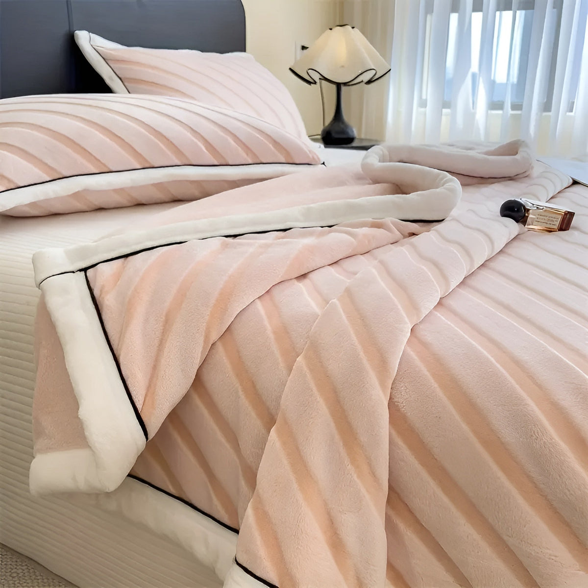 Weiche Kuscheldecke aus Milchsamt – Warm und Bequem | Perfekt für Herbst und Winter - Künstliches Jade-Rosa