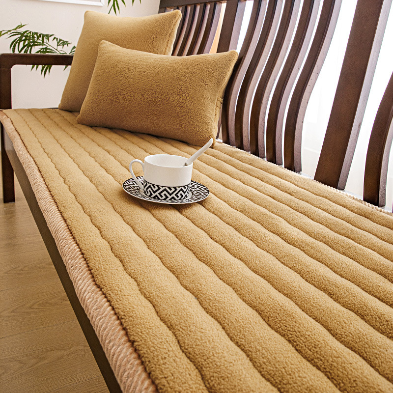 Weiche Sofaauflage aus Plüsch – Rutschfest und Warm | Perfekt für Winter & Fensterbank - 70x150cm / Khaki - Sofabezug