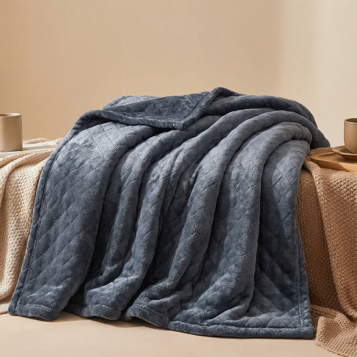 Weiche Velour-Kuscheldecke für Sofa und Bett - Wohndecken und Plaids