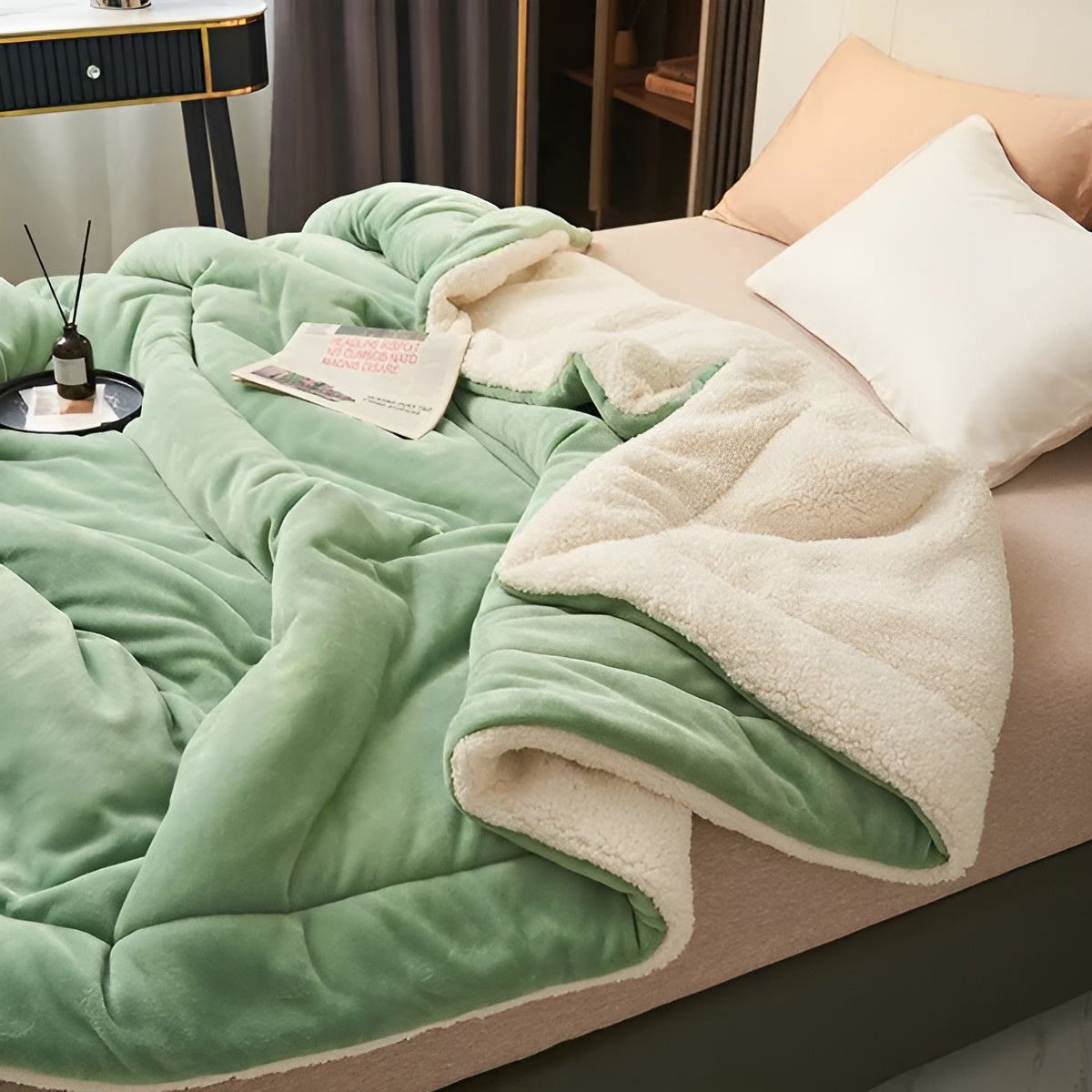 Weiches Fleeceplaid – Luksuriös und Warm | Perfekt für Schlafzimmer - Hellgrün / 100 x 120 cm - Decke