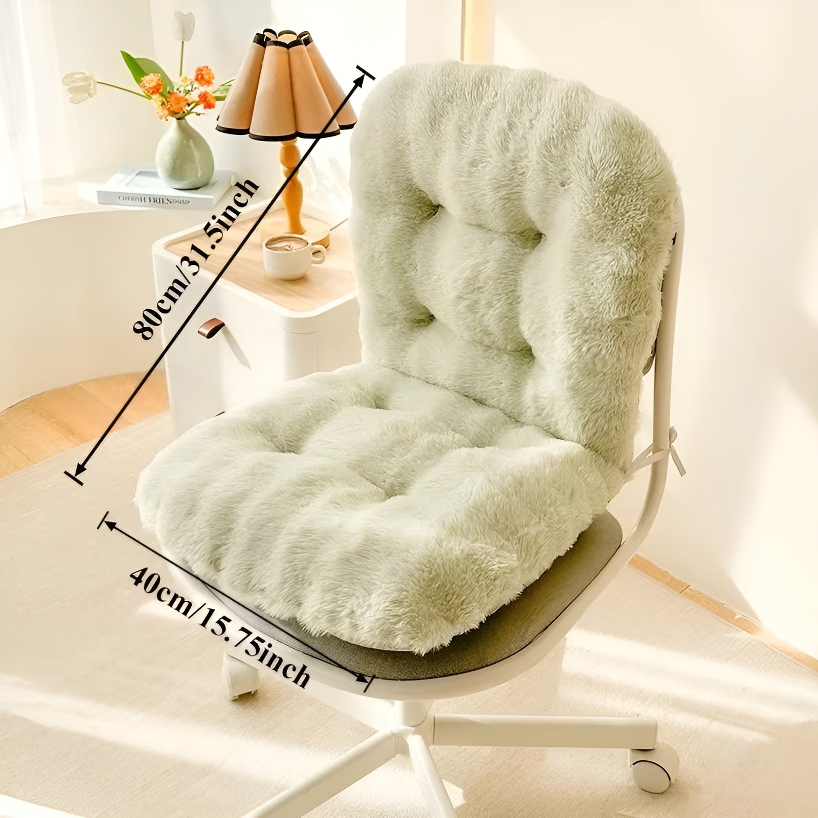Weiches Sitzkissen aus Kunstfell – Extra Dick & Kuschelig | Perfekt für Stuhl und Sofa - Grün - Kissen