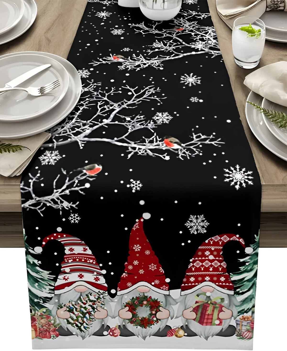 Weihnachtlicher Tischläufer – Dekorativ mit Schneeflocken | Perfekt für Winter & Festtafel - 178 cm x 33 cm / Weiß A