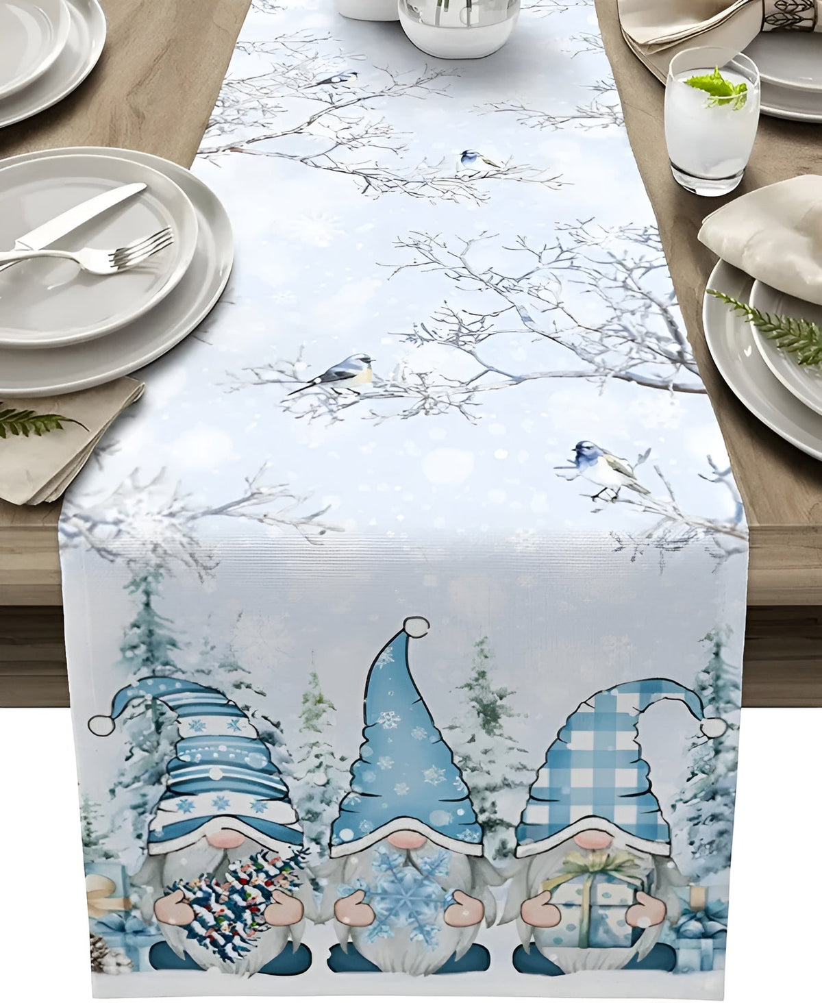 Weihnachtlicher Tischläufer – Dekorativ mit Schneeflocken | Perfekt für Winter & Festtafel - 178 cm x 33 cm / Weiß A