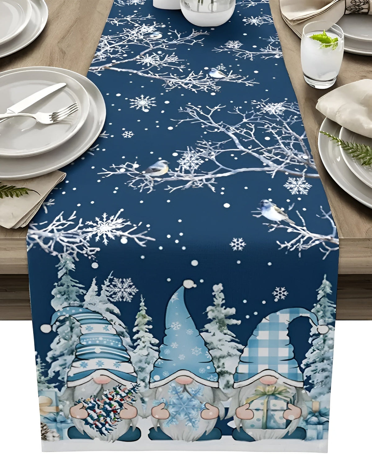 Weihnachtlicher Tischläufer – Dekorativ mit Schneeflocken | Perfekt für Winter & Festtafel - 178 cm x 33 cm / Weiß A
