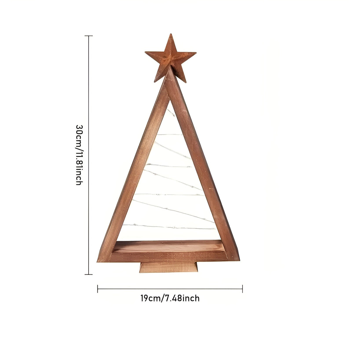 Weihnachtsbaum aus Holz – Warmweiß Beleuchtet | Perfekt für Tisch Kamin & Festliche Deko - 1 Stück klein / Burlywood