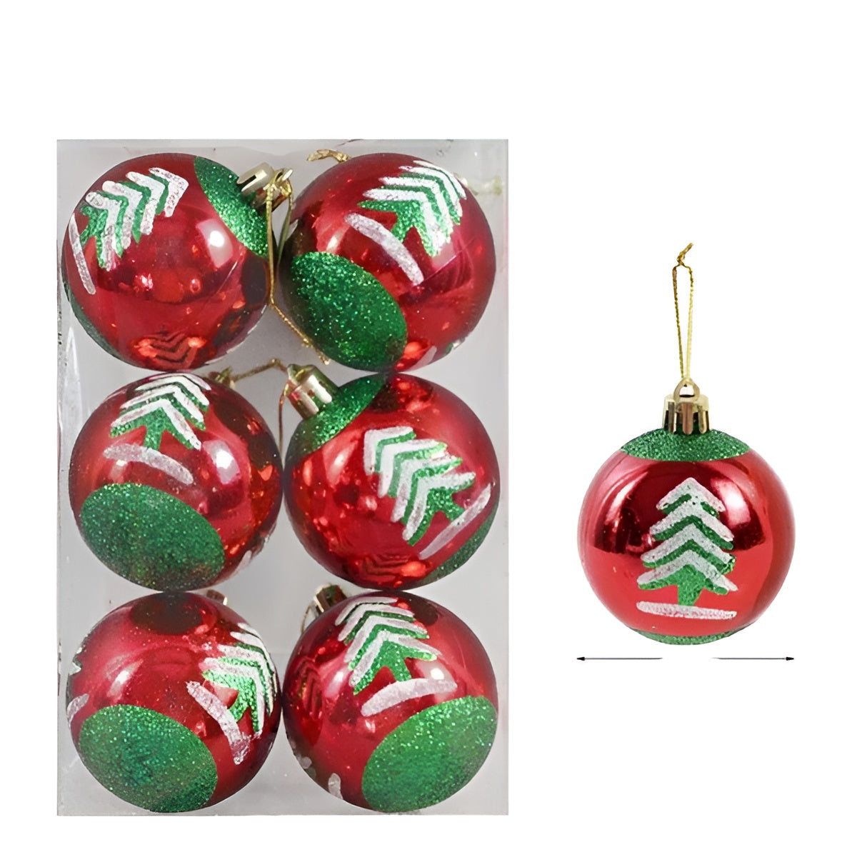 Weihnachtsbaumkugeln im Set – Glänzend & Stilvoll | 6er-Pack Christbaumschmuck - B - Saisonale Dekoration