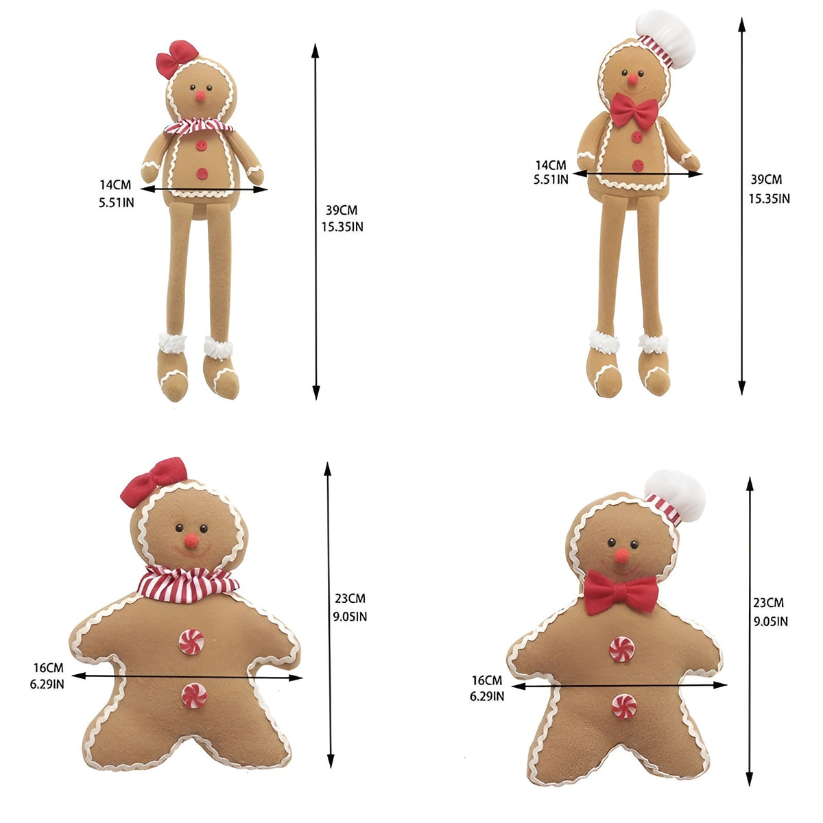 Weihnachtsbaumschmuck Lebkuchenfigur –Handgefertigtes Weihnachtsornament aus weichem Stoff - Saisonale Dekoration