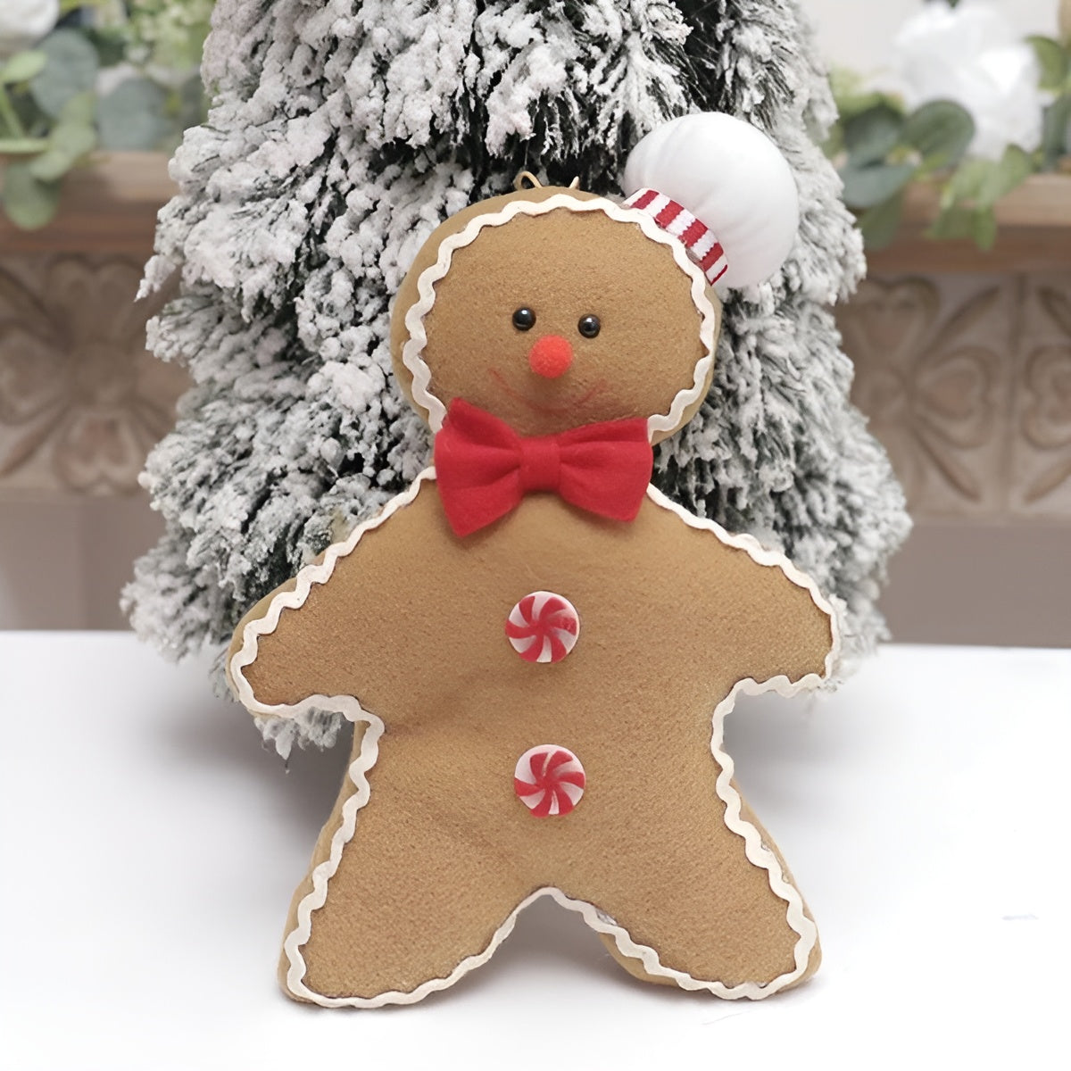 Weihnachtsbaumschmuck Lebkuchenfigur –Handgefertigtes Weihnachtsornament aus weichem Stoff - 23cm Junge - Saisonale