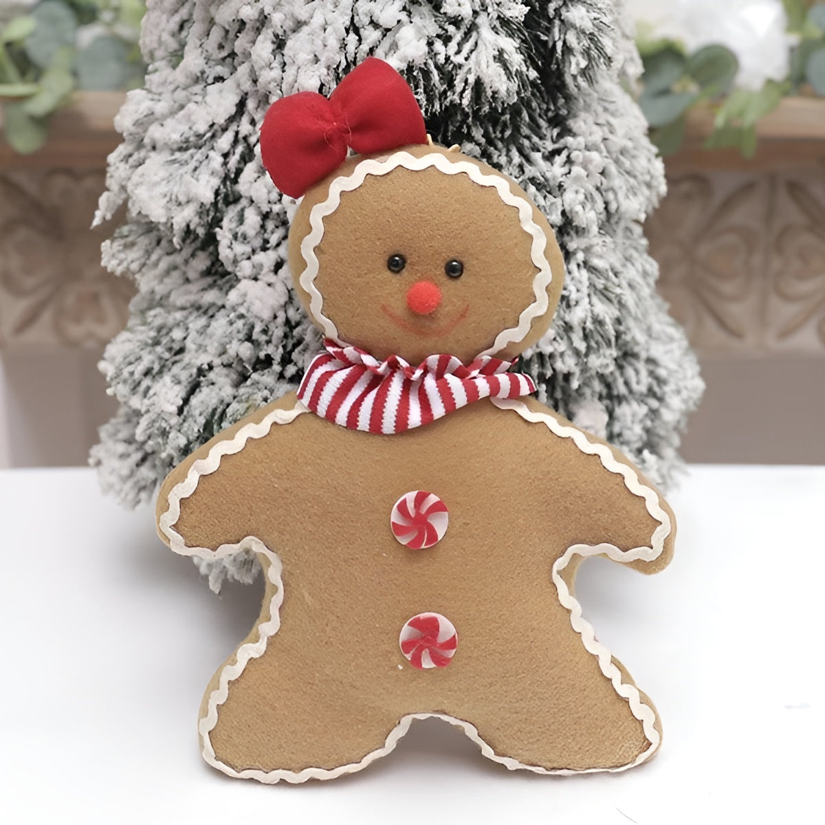 Weihnachtsbaumschmuck Lebkuchenfigur –Handgefertigtes Weihnachtsornament aus weichem Stoff - Saisonale Dekoration