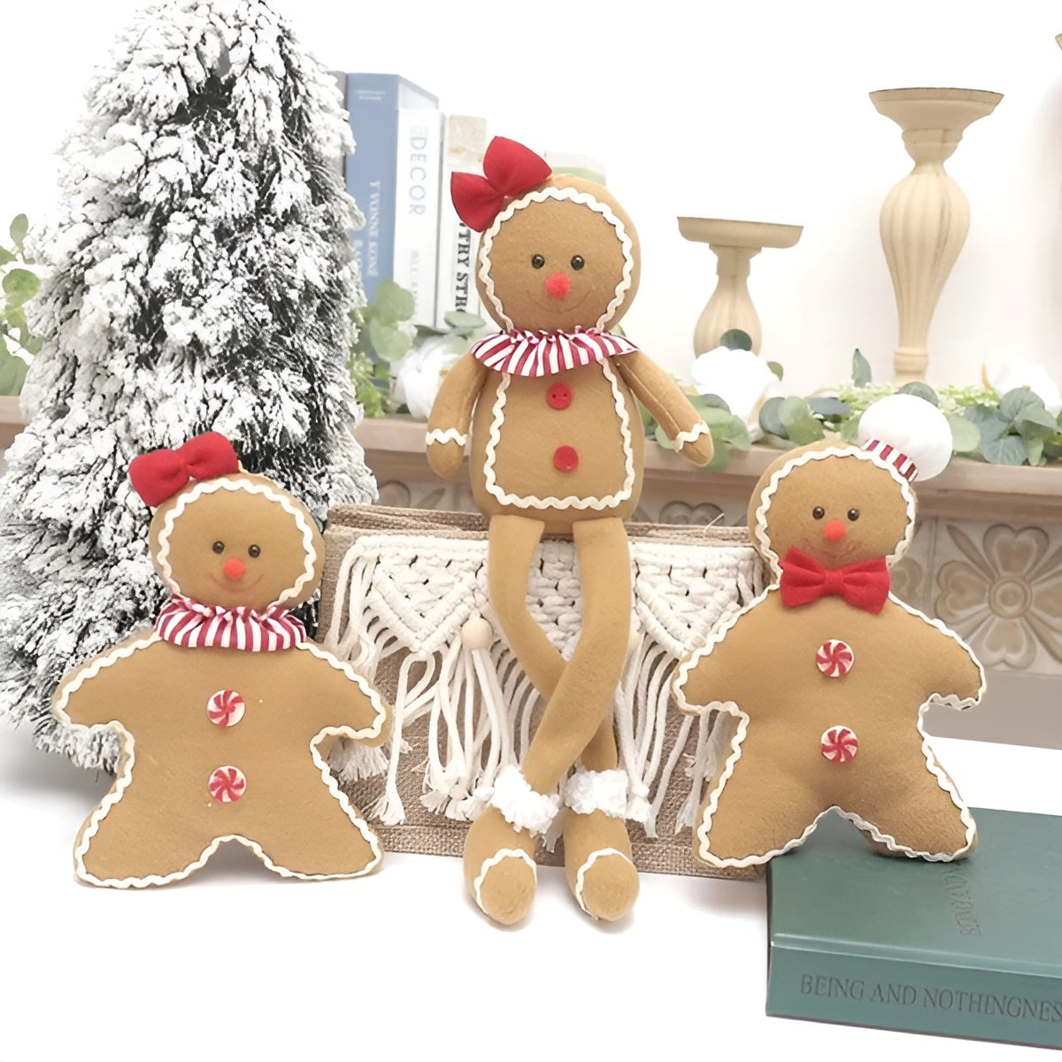 Weihnachtsbaumschmuck Lebkuchenfigur –Handgefertigtes Weihnachtsornament aus weichem Stoff - Saisonale Dekoration