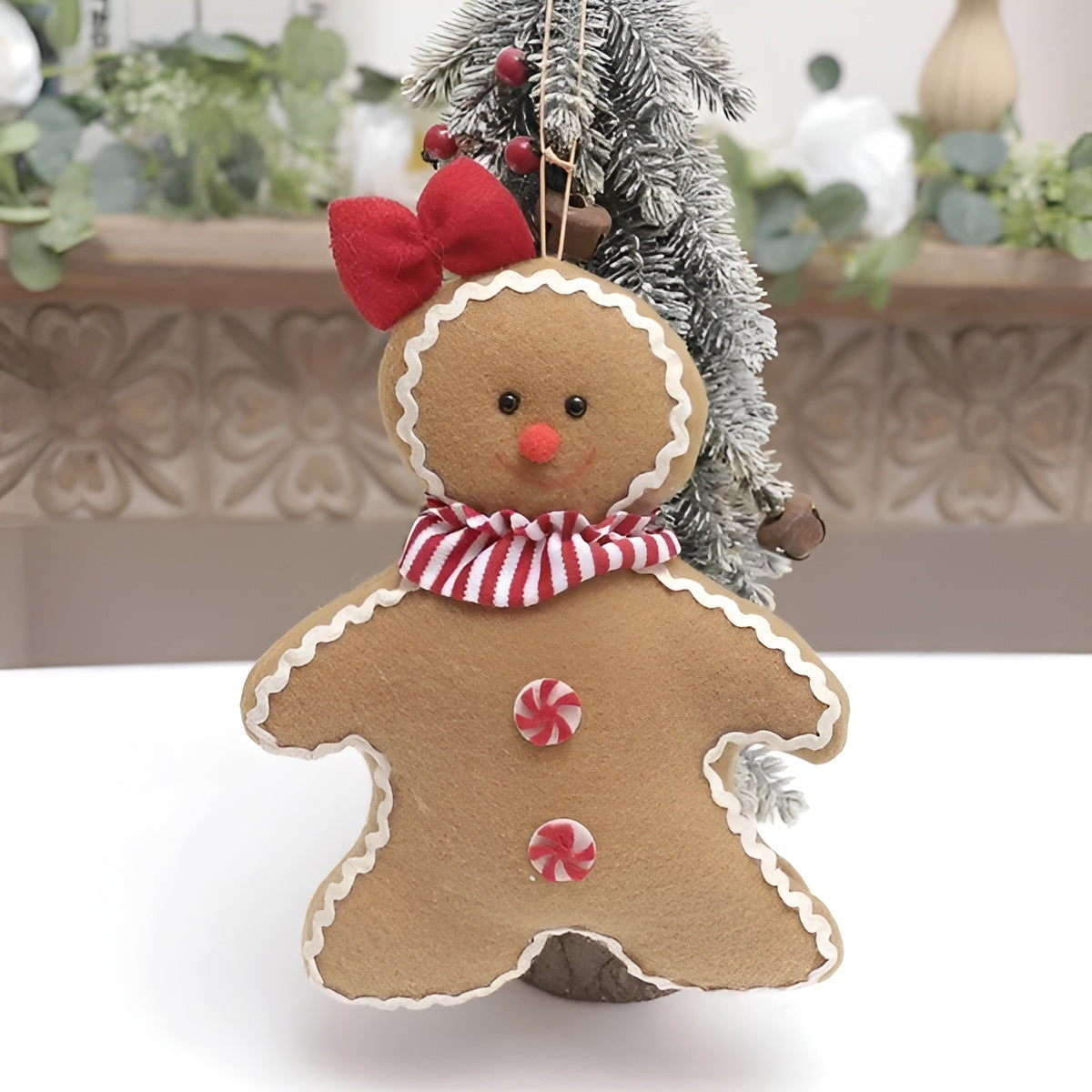 Weihnachtsbaumschmuck Lebkuchenfigur –Handgefertigtes Weihnachtsornament aus weichem Stoff - 23cm Mädchen - Saisonale