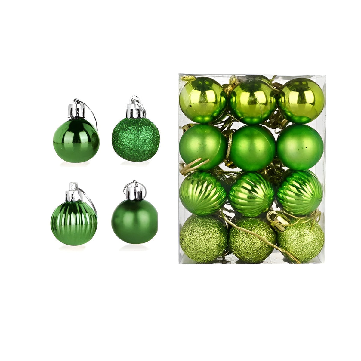 Weihnachtskugeln – Elegant und Glänzend | Dekorativ für Baum und Zuhause - Grün - Saisonale Dekoration