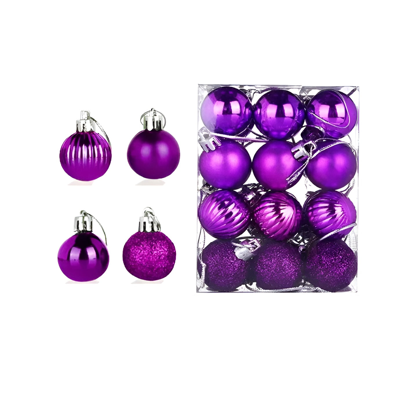 Weihnachtskugeln – Elegant und Glänzend | Dekorativ für Baum und Zuhause - Violett - Saisonale Dekoration