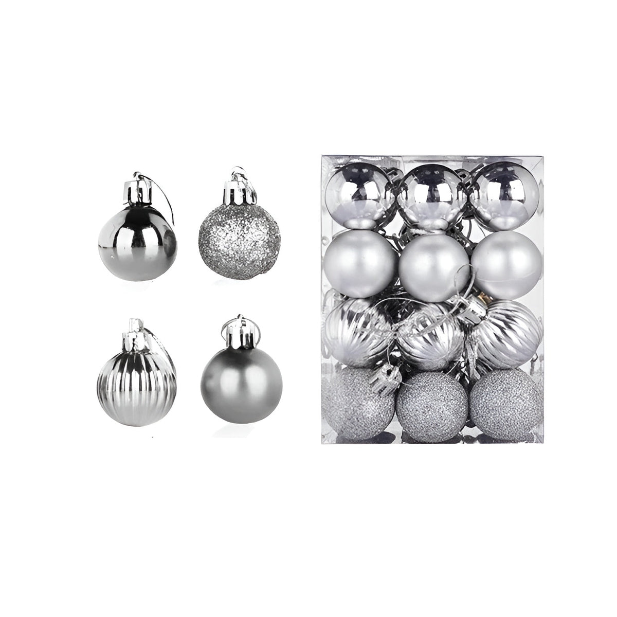 Weihnachtskugeln – Elegant und Glänzend | Dekorativ für Baum und Zuhause - Silber - Saisonale Dekoration
