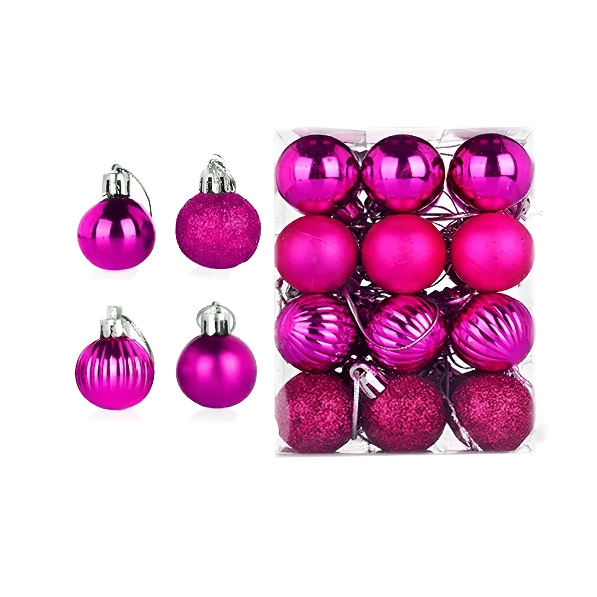 Weihnachtskugeln – Elegant und Glänzend | Dekorativ für Baum und Zuhause - Rosa Rot - Saisonale Dekoration