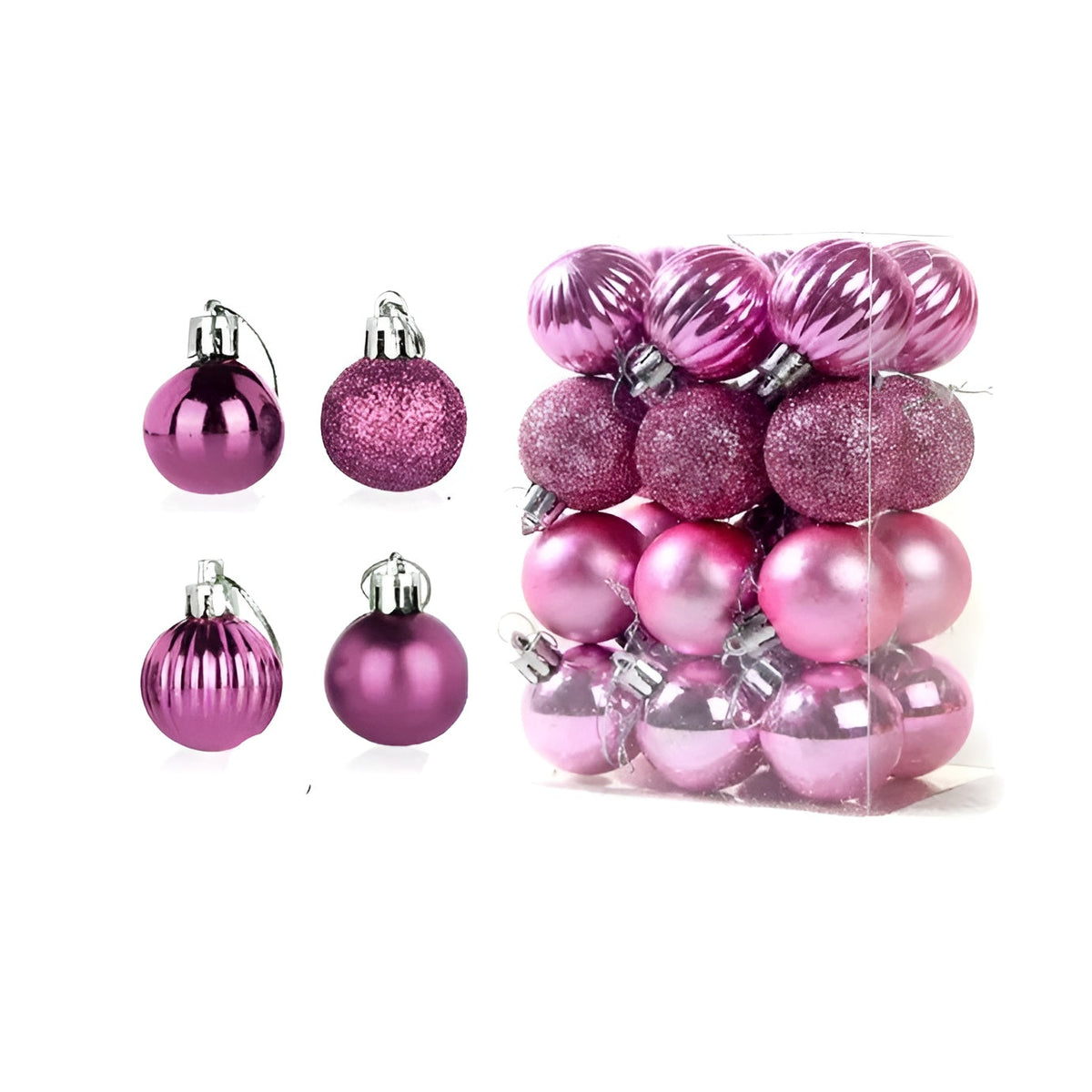 Weihnachtskugeln – Elegant und Glänzend | Dekorativ für Baum und Zuhause - Rosa - Saisonale Dekoration
