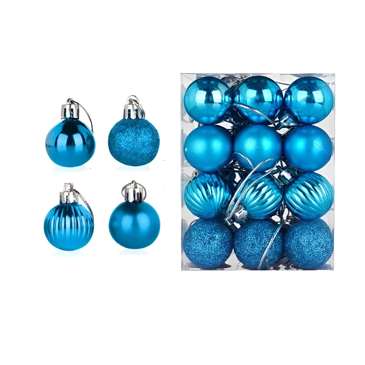 Weihnachtskugeln – Elegant und Glänzend | Dekorativ für Baum und Zuhause - Seeblau - Saisonale Dekoration
