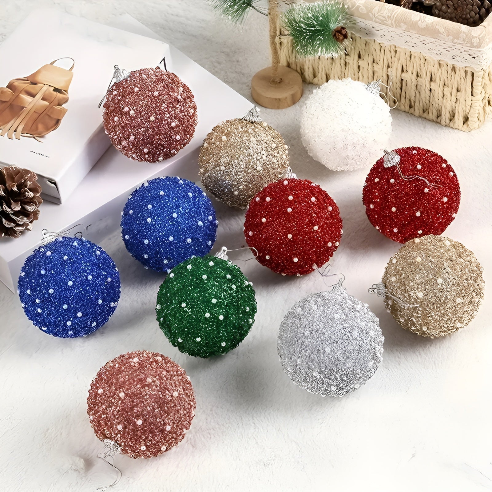 Weihnachtskugeln im 6er-Set – Glänzende Champagnerfarbe | Perfekte Deko für Baum Feste & Zuhause - Saisonale Dekoration