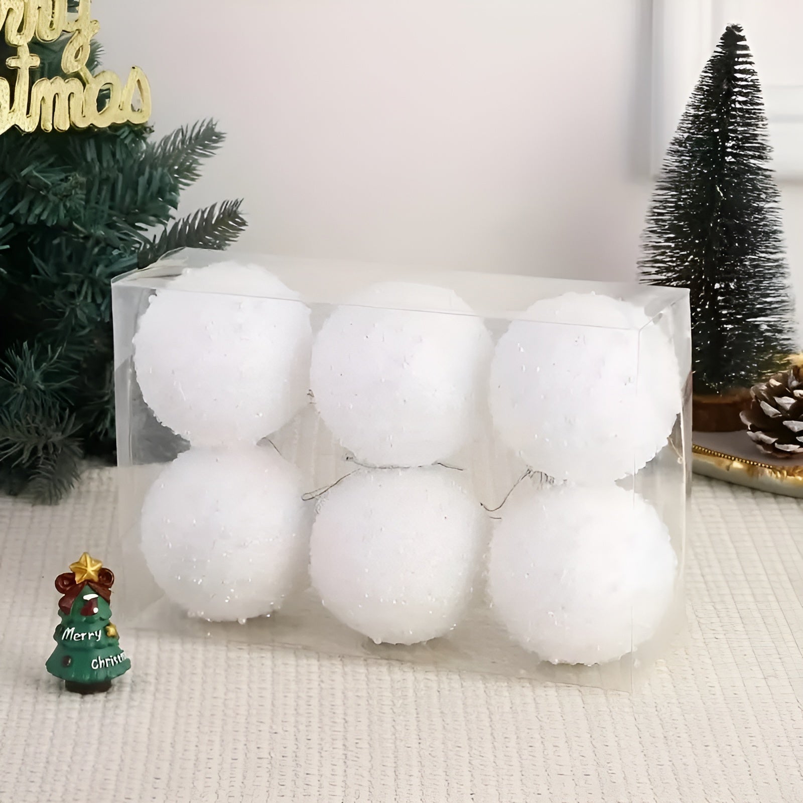 Weihnachtskugeln im 6er-Set – Glänzende Champagnerfarbe | Perfekte Deko für Baum Feste & Zuhause - Weiß 1 Satz mit 6