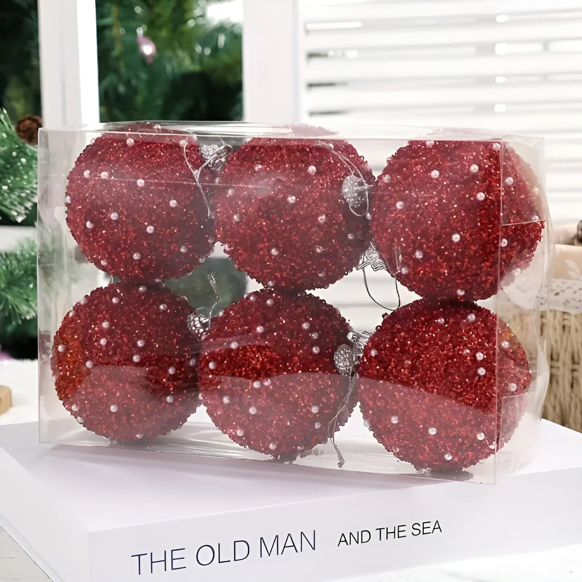 Weihnachtskugeln im 6er-Set – Glänzende Champagnerfarbe | Perfekte Deko für Baum Feste & Zuhause - Rot 1 Satz mit 6