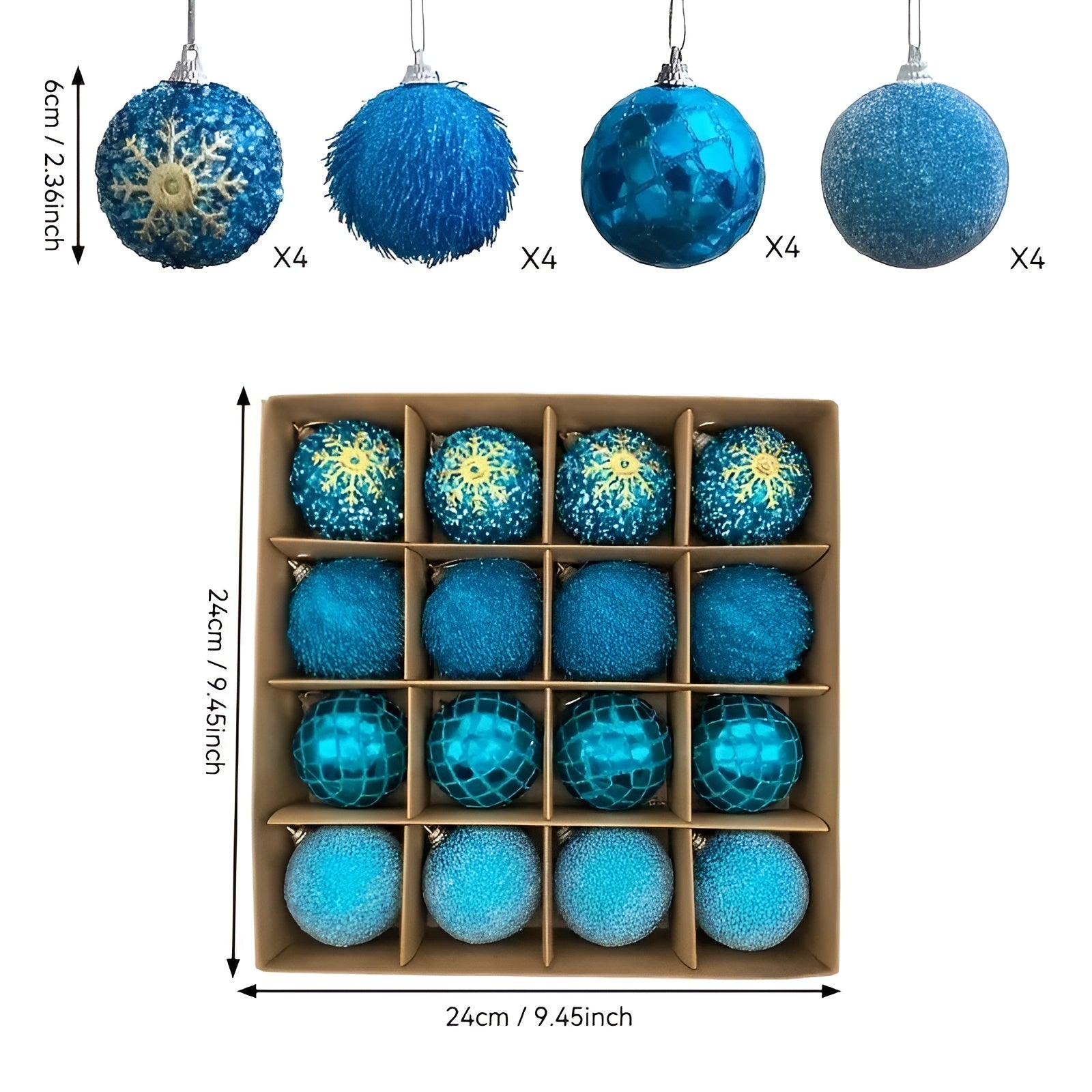 Weihnachtskugeln Set (16 Stück Ø 6 cm) – Bunte Christbaumkugeln | Perfekte Deko für Baum Wohnzimmer & Garten