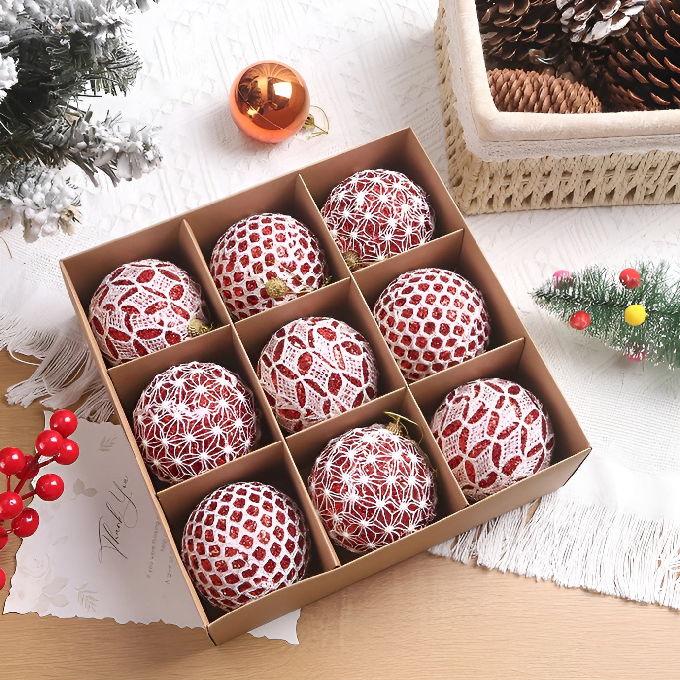 Weihnachtskugeln zum Aufhängen – Elegante & Dekorative Ornamente | Perfekt als Geschenk - Rot B / 8 Stück - Saisonale