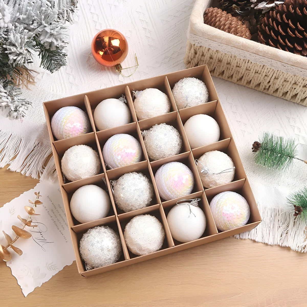 Weihnachtskugeln zum Aufhängen – Elegante & Dekorative Ornamente | Perfekt als Geschenk - Weiß A / 8 Stück - Saisonale