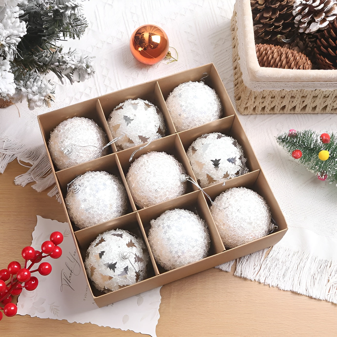 Weihnachtskugeln zum Aufhängen – Elegante & Dekorative Ornamente | Perfekt als Geschenk - Weiß B / 8 Stück - Saisonale