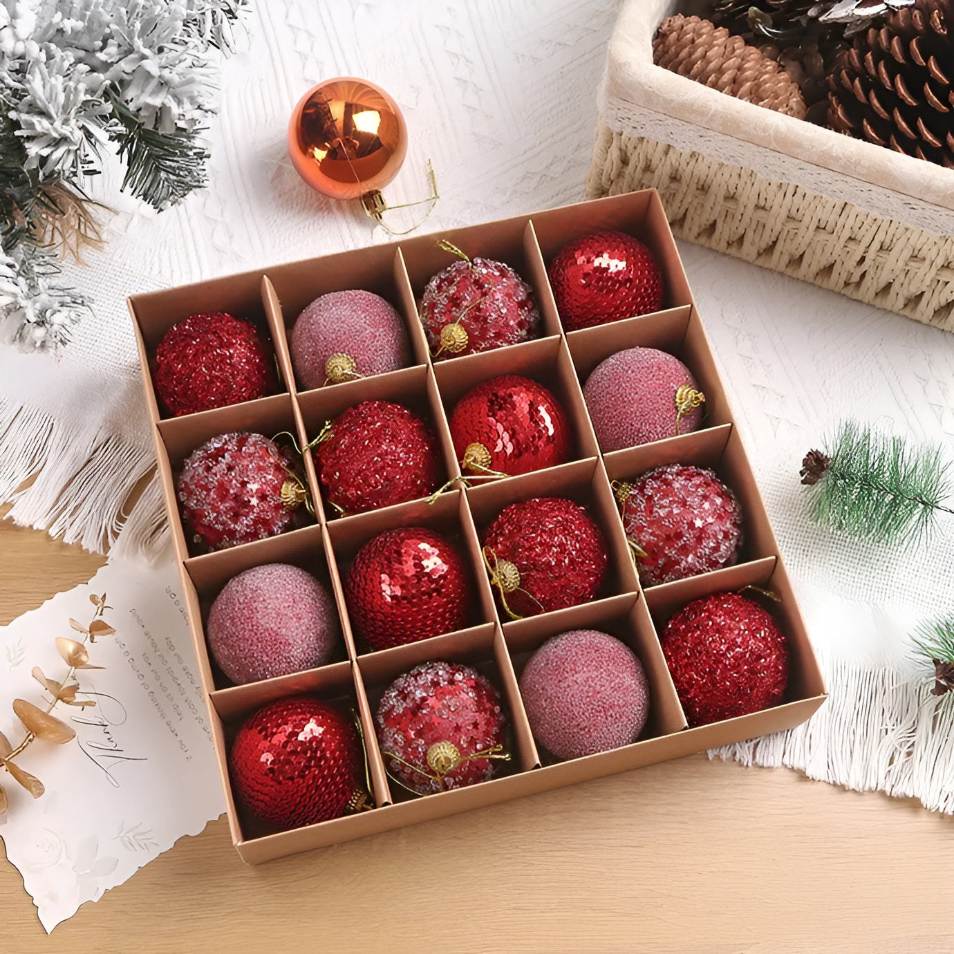 Weihnachtskugeln zum Aufhängen – Elegante & Dekorative Ornamente | Perfekt als Geschenk - Rot C / 8 Stück - Saisonale