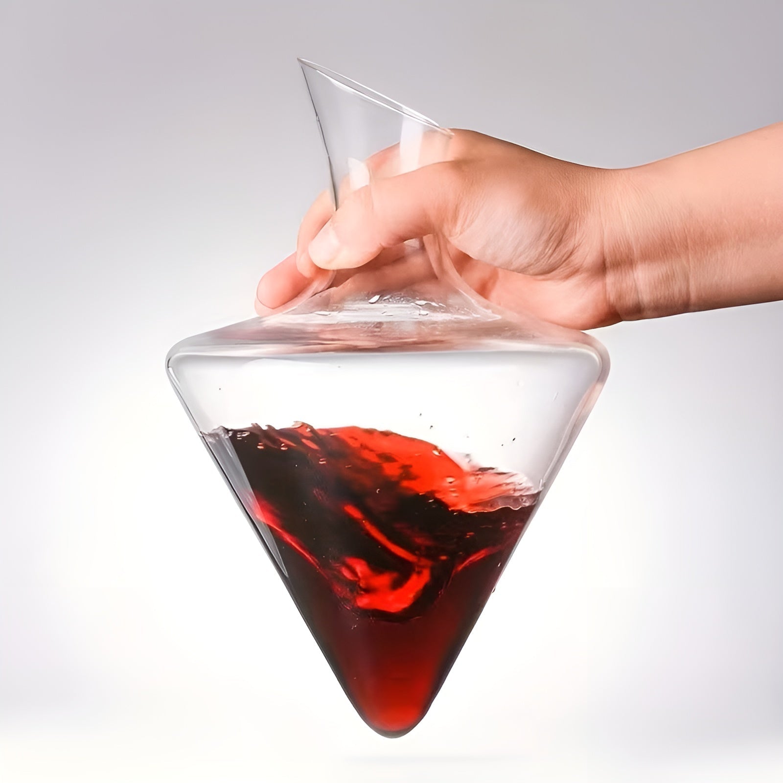 Weindekanter mit Ausgießer – Schnelles Belüften für Rotwein | Eleganter Glaskaraffe mit Wasserfall-Ausguss und Eiskübel
