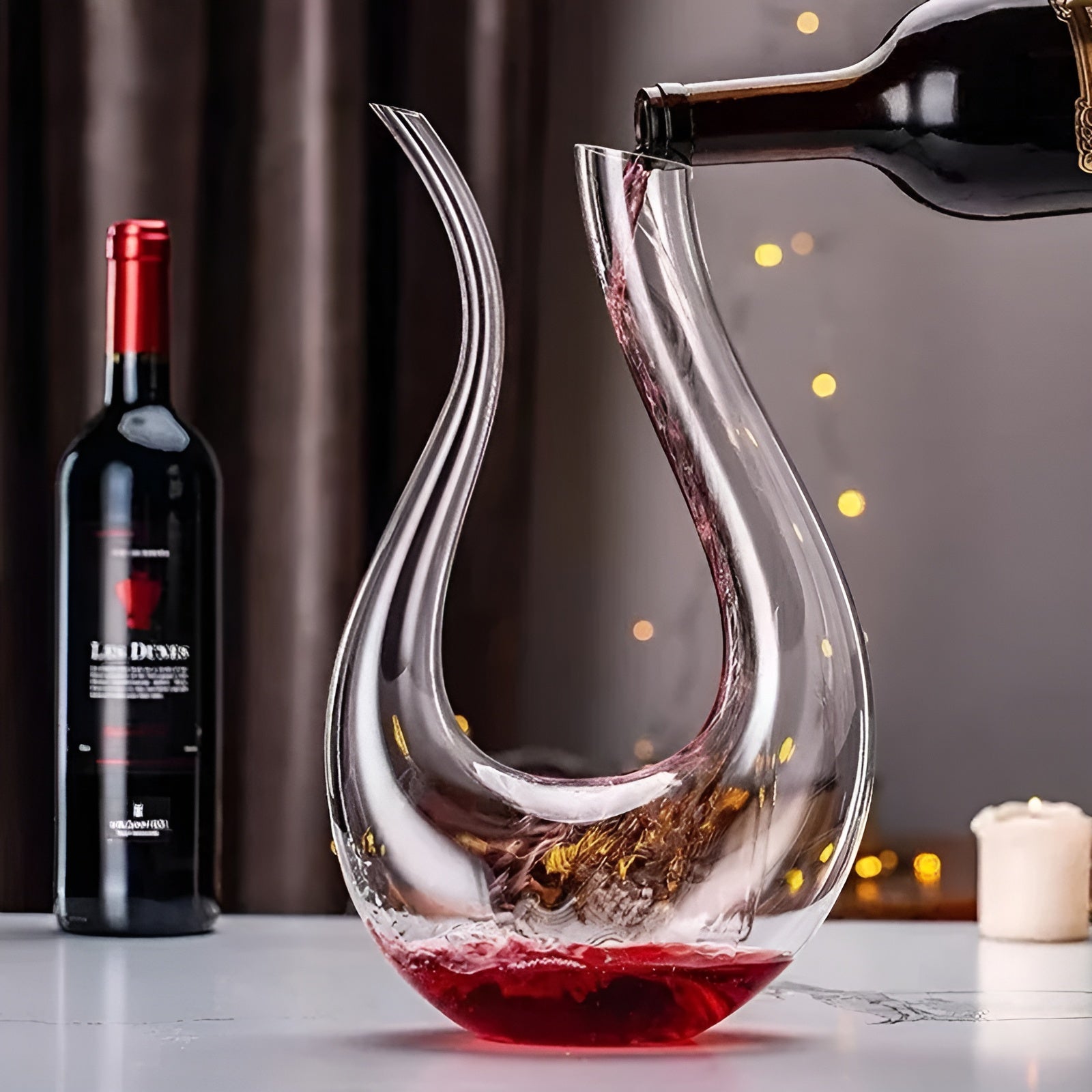 Weindekanter mit Belüfter - Mundgeblasen & Stilvoll - 1500 ml für Bar & Zuhause - Bleifreies Glas - Dekanter