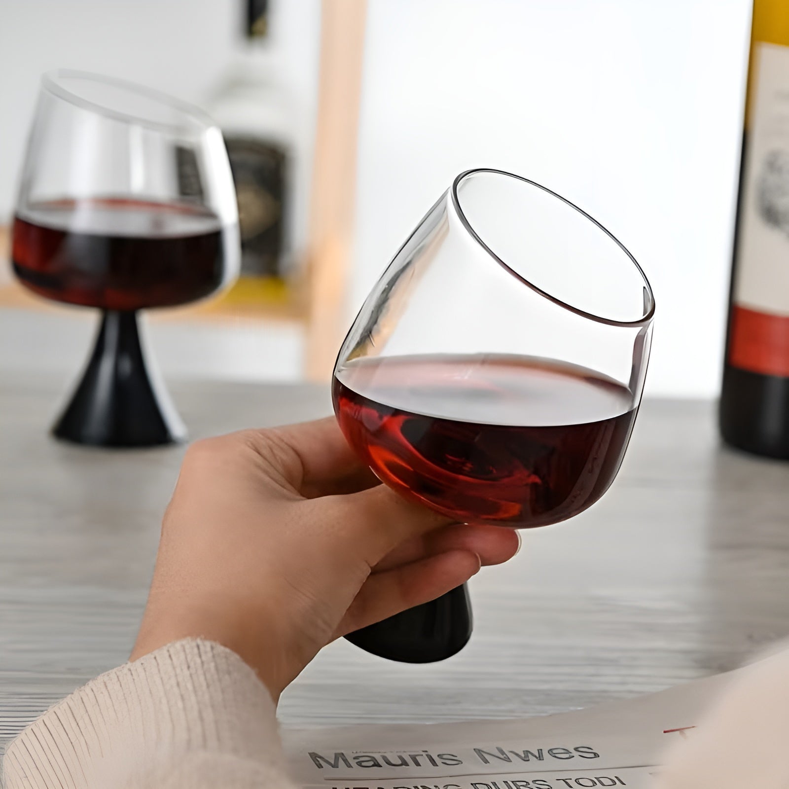 Weingläser aus Borosilikatglas – Handgefertigt mit schrägem Rand | Stilvoll für Rot- und Weißwein Ideales Geschenk - 2