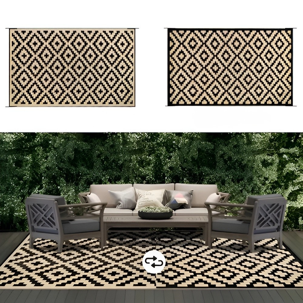 Wendbare Outdoor-Matte – Rutschfest & UV-beständig | Polypropylen mit geometrischem Design - Matte