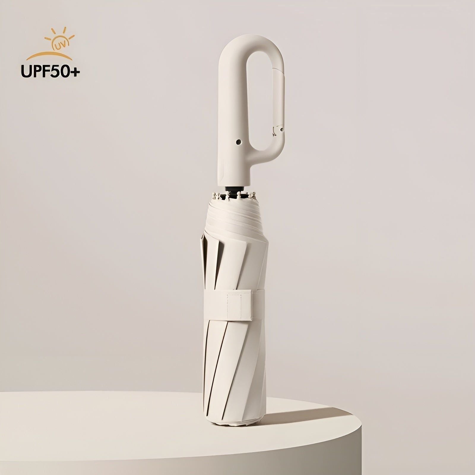 WindPro Regenschirm - Automatischer Schnallengriff Faltregenschirm - Beige - Taschenschirm