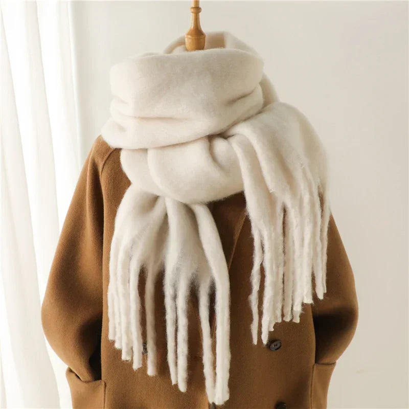 Winterschal Damen Viskose-Polyester 240x38 cm mit Fransen – 6 Farben - Natur - Schals und Tücher