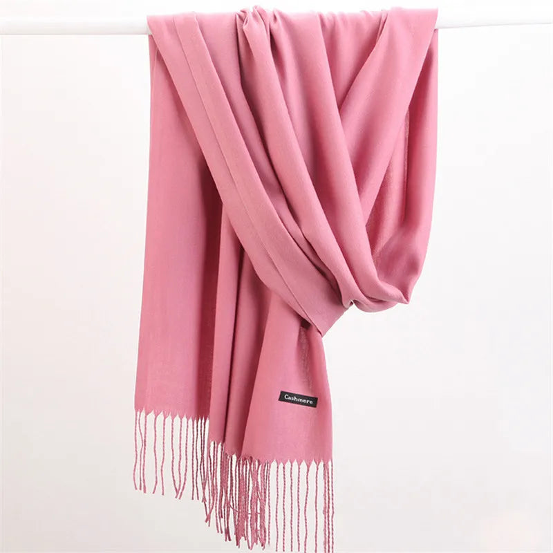 Winterschal im Cashmere-Look mit Fransen – Warmer Pashmina-Schal für Damen und Herren - Hellblau - Schals und Tücher