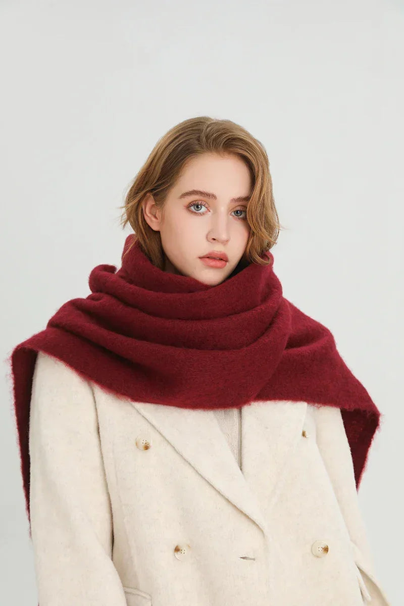 Winterschal mit großen Fransen Damen 240x38cm – Cashmere-Look Stola - Schals und Stolas
