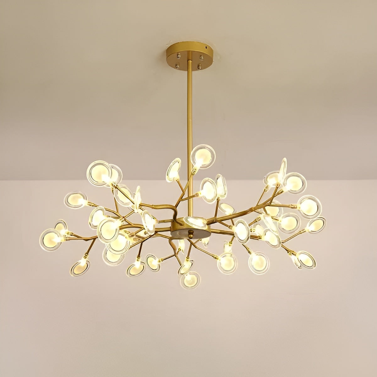 Zweigförmiger Kronleuchter – Elegante Firefly-Optik für stimmungsvolles Licht - 30 / Gold / B - Pendelleuchte