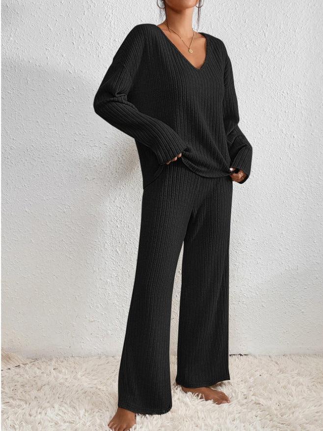 Zweiteiliges Damen Strick-Hausanzug Set – Weich und Bequem - Damen Hausanzug Set